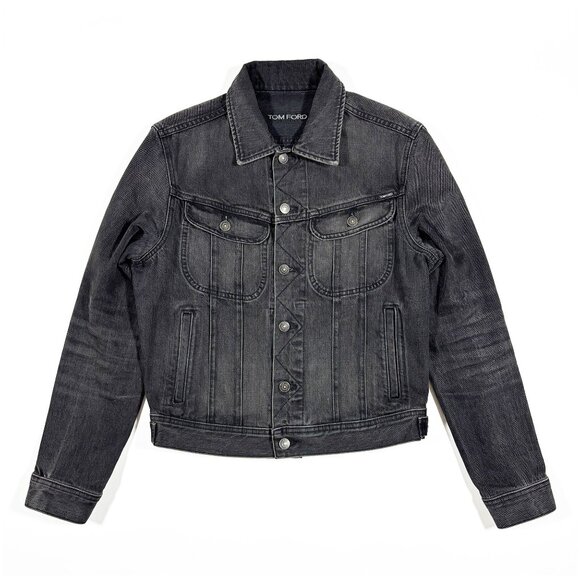 TOM FORD Icon Denim Trucker Jacket Faded Grey Size M - Picture 3 of 16